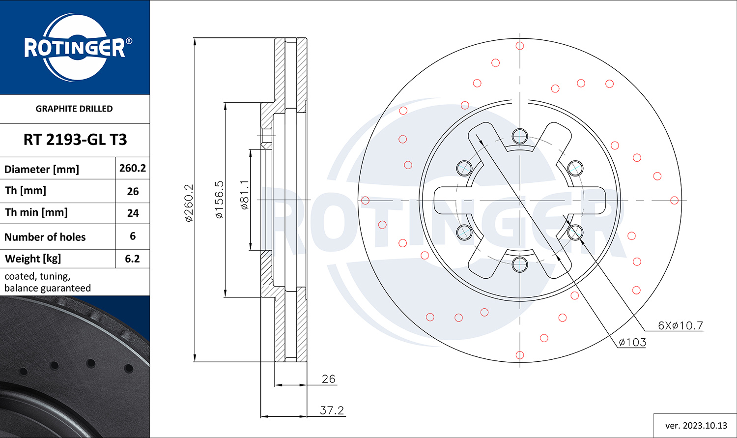 ROTINGER Féktárcsa, mind RT2193-GLT3_ROT